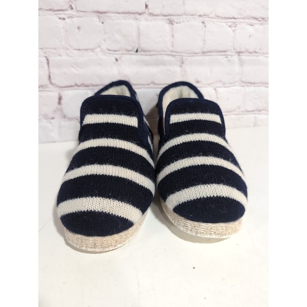 ARMOR-LUX Wool Slippers 38 US 7-8 Womens Natural Navy Stripe Indoor Outdoor - Picture 8 of 10